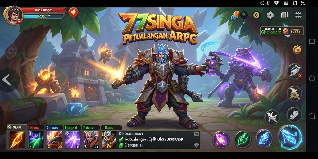 Screenshot gameplay <strong>77SINGA</strong> menampilkan aksi pertarungan yang mendebarkan dan grafis yang menawan.