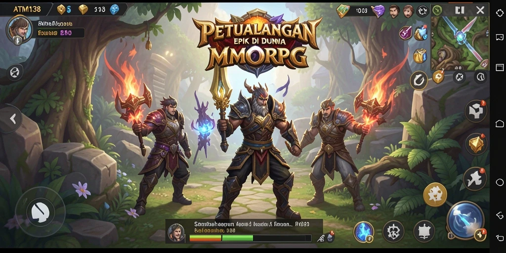 Screenshot dari gameplay ATM138 yang menunjukkan aksi petualangan MMORPG.