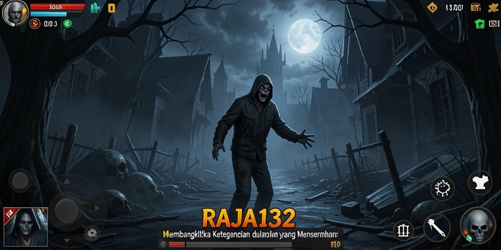 Tangkapan layar menampilkan aksi mendebarkan dalam game Horror RAJA132.